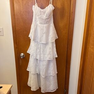 Hello Molly White Flowered Layered Dress